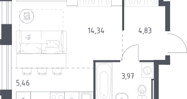 Студия, 28&nbsp;м²