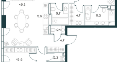 5-к. квартира, 158&nbsp;м²