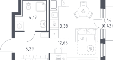 Студия, 25&nbsp;м²