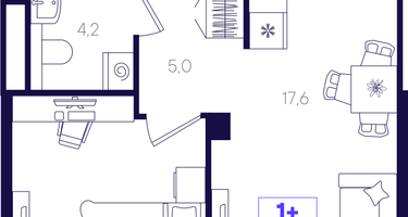 1-к. квартира, 38&nbsp;м²