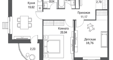 2-к. квартира, 81&nbsp;м²