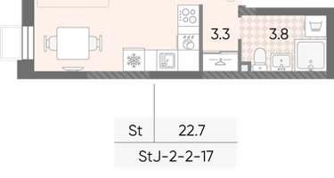 Студия, 22 м²