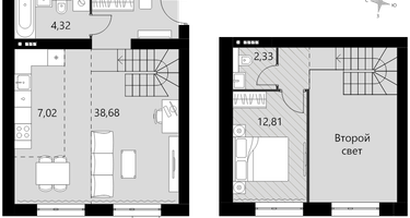 1-к. квартира, 58&nbsp;м²