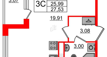 Студия, 25&nbsp;м²