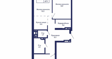 3-к. квартира, 67 м²