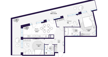 2-к. квартира, 94&nbsp;м²