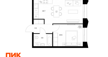 1-к. квартира, 36 м²
