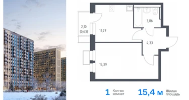 1-к. квартира, 34&nbsp;м²