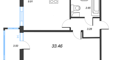 1-к. квартира, 33&nbsp;м²