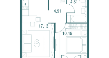 1-к. квартира, 38&nbsp;м²