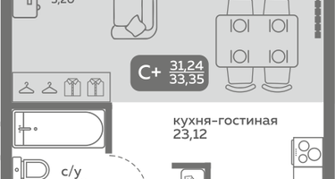 Студия, 31&nbsp;м²