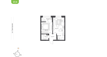 1-к. квартира, 37&nbsp;м²