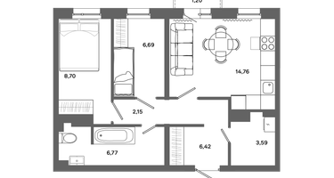 2-к. квартира, 49&nbsp;м²