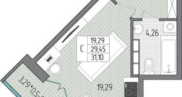 Студия, 31&nbsp;м²