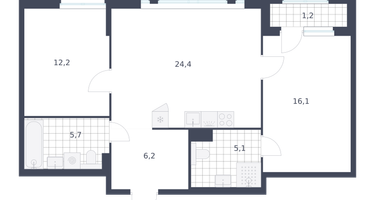 2-к. квартира, 70 м²