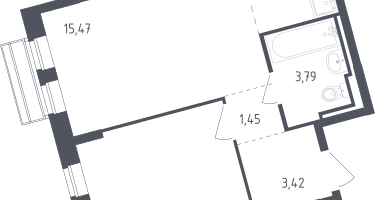 Студия, 38&nbsp;м²