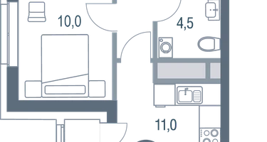 1-к. квартира, 36&nbsp;м²