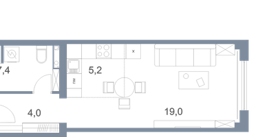 Студия, 35&nbsp;м²