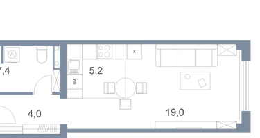 Студия, 35&nbsp;м²