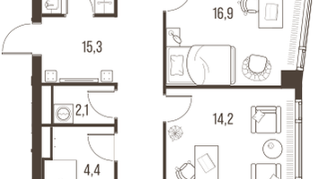 4-к. квартира, 121&nbsp;м²