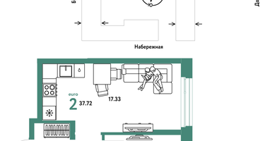 2-к. квартира, 37&nbsp;м²