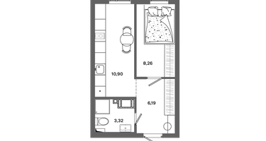 1-к. квартира, 28 м²