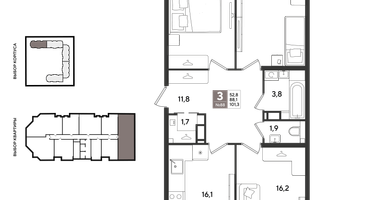 3-к. квартира, 100&nbsp;м²