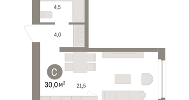 Студия, 30&nbsp;м²