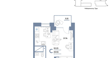 Студия, 32&nbsp;м²