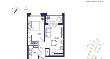 1-к. квартира, 38 м²