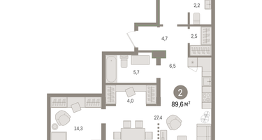 2-к. квартира, 112 м²