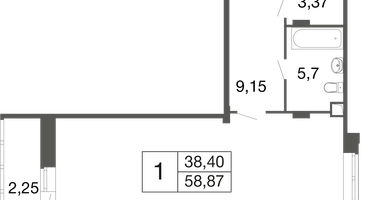 Студия, 58&nbsp;м²