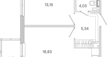1-к. квартира, 42 м²