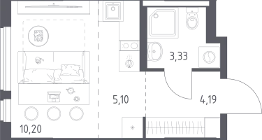 Студия, 22&nbsp;м²