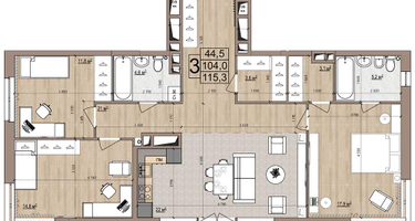 3-к. квартира, 112 м²