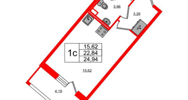 Студия, 22&nbsp;м²