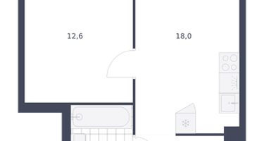 1-к. квартира, 41&nbsp;м²