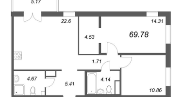 Студия, 69&nbsp;м²