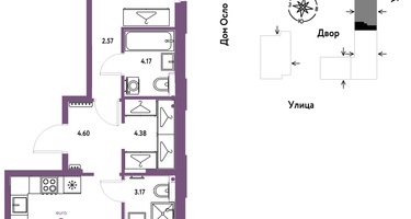 3-к. квартира, 63&nbsp;м²