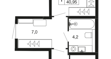 1-к. квартира, 40&nbsp;м²