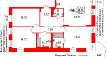 3-к. квартира, 106&nbsp;м²