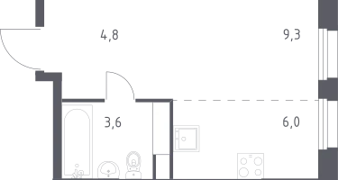 Студия, 23&nbsp;м²