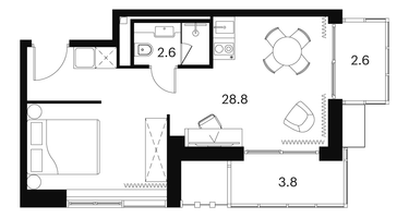 1-к. квартира, 37&nbsp;м²