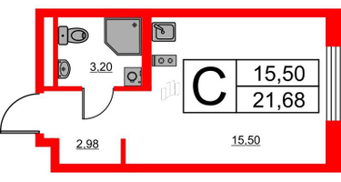Студия, 21&nbsp;м²