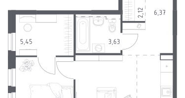 Студия, 45&nbsp;м²