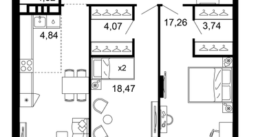3-к. квартира, 91&nbsp;м²
