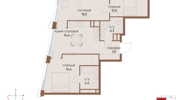 2-к. квартира, 68&nbsp;м²