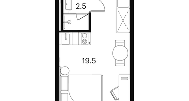 1-к. квартира, 22&nbsp;м²