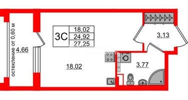 Студия, 24&nbsp;м²