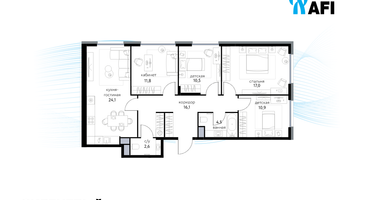 4-к. квартира, 99 м²